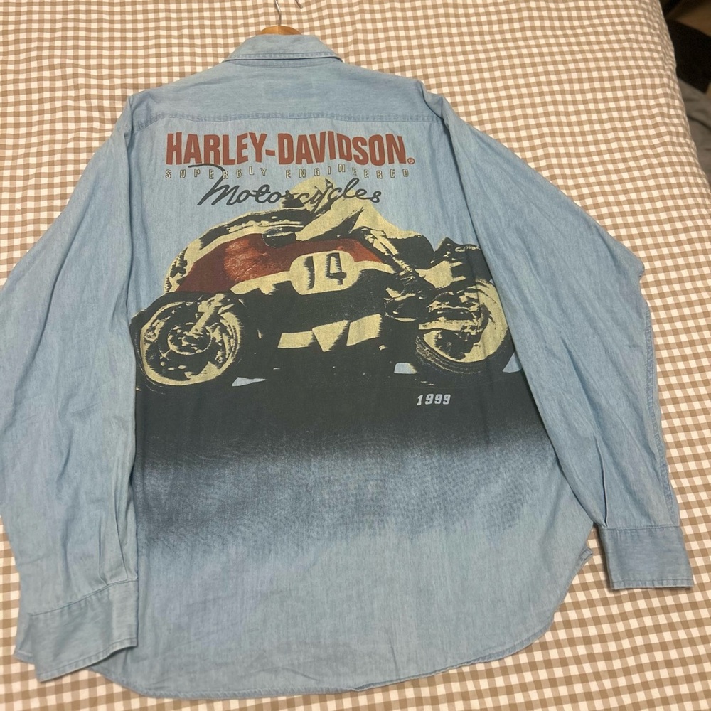 Harley-Davidson Light Blue Casual Button Down Shirt